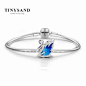 TINYSAND s925银圣诞新品蓝色天鹅串珠散珠大孔珠银饰品配件礼品-淘宝网