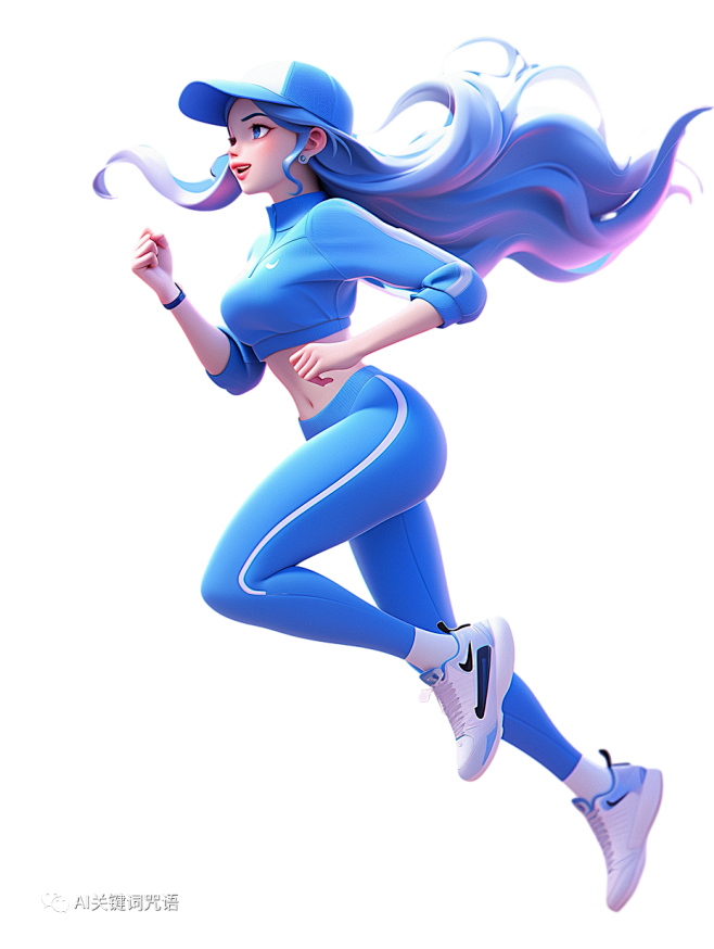 3d卡通运动女孩，C4d，跑步运动