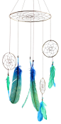 Blue and Green Ombre Feather Dreamcatcher Mobile southwestern-baby-mobiles