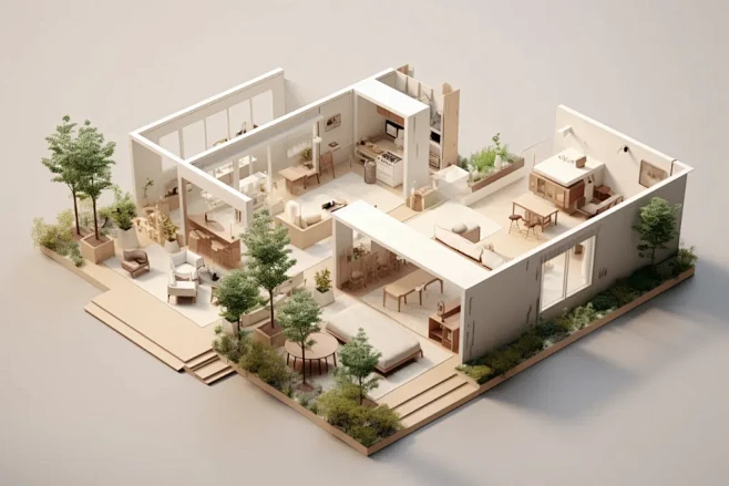 家具3D室内设计装修透视图场景模型图片