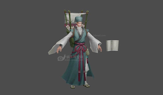 书生宁采臣，古代书生，赶考秀才，读书人3d模型 - 角色人物 - 蜗牛模型网 - www.3dsnail.com