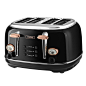 Tower T20017 4 Slice Toaster, Stainless Steel, 1630 W, Black/Rose Gold: Amazon.co.uk: Kitchen & Home