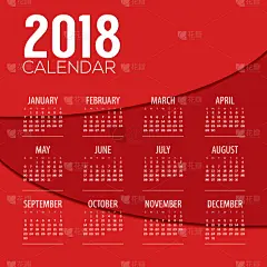 红色,2018,抽象,日历,插画,九月,白昼,商务,进出港显示牌,五月