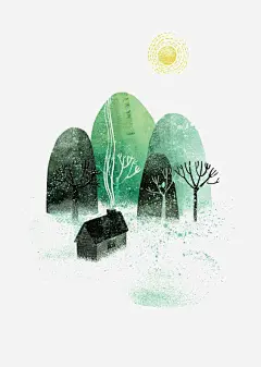 水墨树林高清素材 中国风 小山 房子 手绘 枯树 水彩 免抠png 设计图片 免费下载