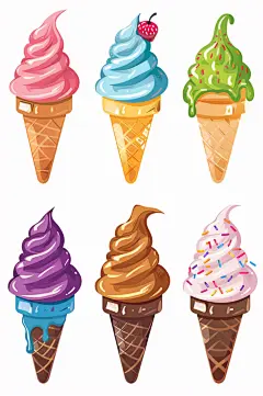 AI数字艺术手绘冰淇淋甜品插画