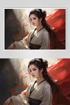 AI数字艺术新中式中国风美女人物插画-众图网