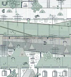 屋顶,鸽子,猫,平衡折角灯,天线,古城,砖,建筑业,复古,绘制