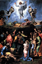 拉斐尔1483 – 1520《高山显圣》（The Transfiguration）嵌板油画(405 ×278 cm) — 1516-1520；收藏于梵蒂冈美术馆内；画作内容出自圣经新约《马可福音》9:2；耶稣与门徒彼得、雅各、约翰登上塔博尔山，耶稣显圣，化作万丈光芒。他还同摩西和先知伊利亚简略交谈。为了向彼得和其他七位门徒显现神迹，上帝显圣云间，叮嘱他们，“这是我的儿子，你们得听从他。”嵌板的下部描绘的是耶稣刚变回肉身不久，便将恶灵从孩子的身上驱除出来，他的门徒无法做到，于是跟从耶稣。此作被认为是拉斐尔最
