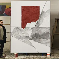 辰宇手绘 | 简约现代抽象装饰画客厅墙画玄关手工画线条色块挂画