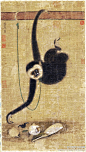 中国艺术品收藏：国画【 宋 易元吉 《缚猴窃果图》 】轴，绢本，设色墨笔，190.8×100.2cm，弗利尔美术馆藏。易元吉(1001—1065)以画獐猿特别生动逼真，呼之欲出，因此而名闻天下，也由此而成为长沙乃至湖南画坛的首领。易元吉的獐猿画不仅在艺术上达到第一流的水平，而且在中国古代绘画史上具有开拓绘画题材的意义。中华遗产杂志：古代绘画评论家把獐猿画看成易元吉的专工独诣，认为是“世俗之所不得窥其藩”的绝技。据说，易元吉常深入深山之中，观察、揣摩猿猴獐鹿的生活习性，每遇胜丽佳处，辄留其意，心传目击