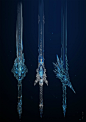 流水剑庄·武器设计·冰属性三柄剑·草图。
