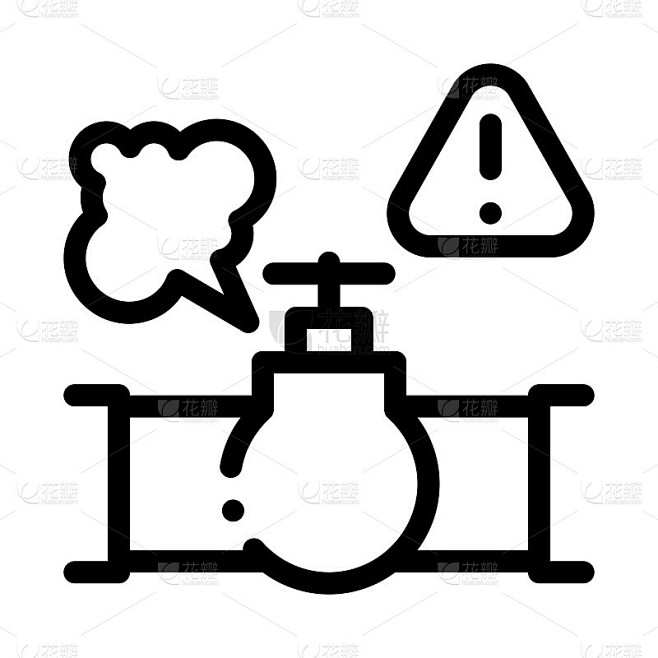 气体管道破裂图标矢量轮廓图