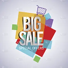 大减价折扣横幅模板设计与彩色几何背景。