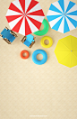 夏天夏季沙滩太阳伞泳圈海报_PNG文件：