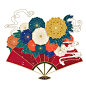 【源文件可下载】国潮风仙鹤山水中国风传统古典手绘中式插画元素高清png设计素材