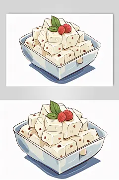 AI数字艺术手绘原味炒酸奶元素插画