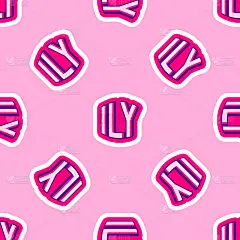 浪漫的无缝模式与“ILY”(“我爱你”)字块孤立在粉红色的背景上。情人节矢量壁纸。