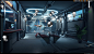 Corridor L46 Breakdown, James Lewis : Commentary: This is a stab at relighting Wiktor Ohman’s environment. I created 3 lighting scenarios and lit the level based on reference I picked out. I started with a grey pass to establish values. The lighting is ba