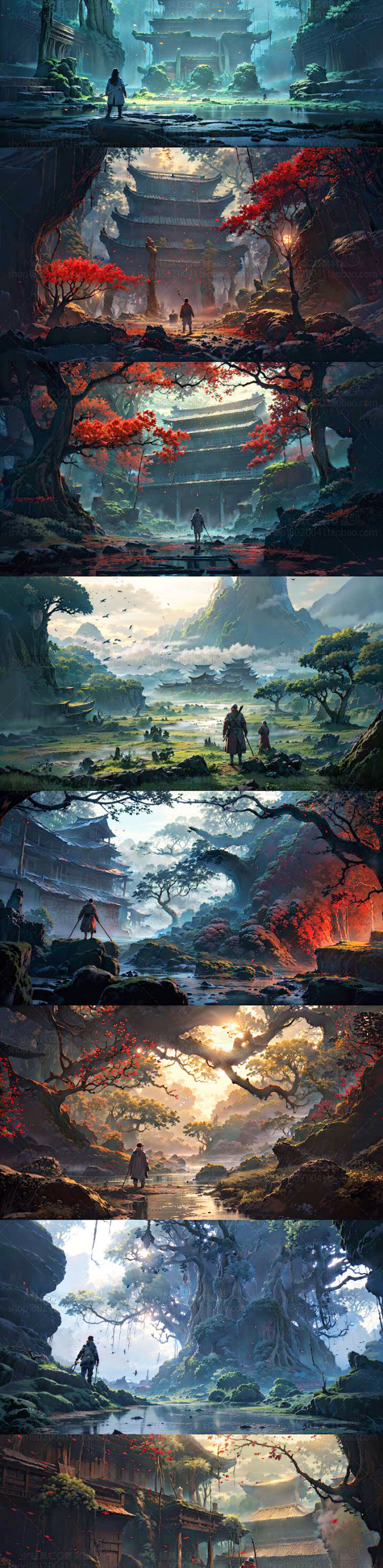 AI古风场景素材 影视游戏场景概念设计 背景插画临摹图片资源-淘宝网-花瓣网