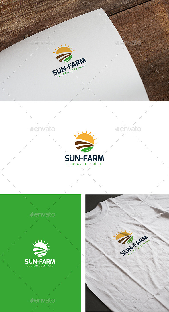 太阳农场标志——自然标志模板Sun Fa...