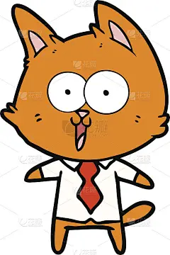 穿着衬衫和领带的搞笑卡通猫