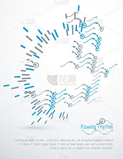 未来的矢量技术背景。抽象的波浪线条图案，可作为美术插画的封面设计。