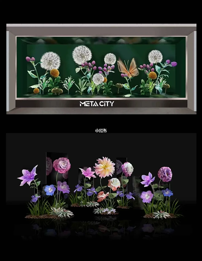美陈设计案例分享：橱窗花艺效果图～图片_商场围挡橱窗图片素材-花瓣网