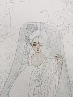 画古风人物线稿的步骤，收藏当做临摹素材用