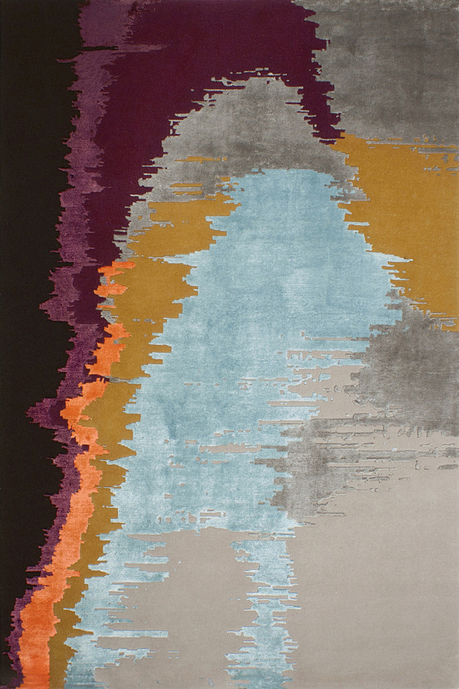 新中式抽象混色水墨渐变地毯素材图
