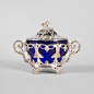 Silver oval and covered sugar bowl. Late 19th century