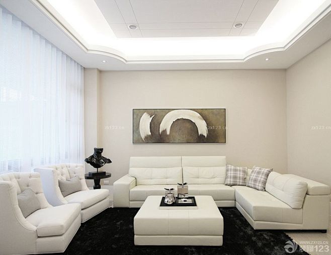 一室一厅简约风格白色沙发设计图