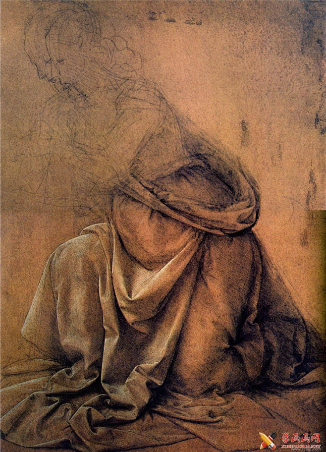 跟达芬奇学画衣服褶皱及布纹