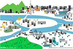 山庄插画扁平化插画