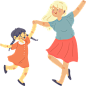 Clean Cartoon Mother and Daughter Dancing
