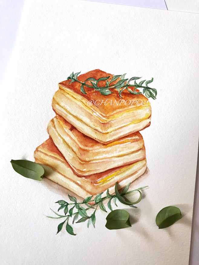 【小美食】水彩 手绘 绘画 插画 美食 ...
