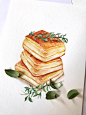 【小美食】水彩 手绘 绘画 插画 美食 甜品