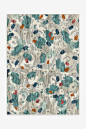 Leona Teal Rug : Our Leona teal and orange rug has an abstract floral design with pops of red. Water-resistant, stain-resistant, and machine washable. Free Shipping!