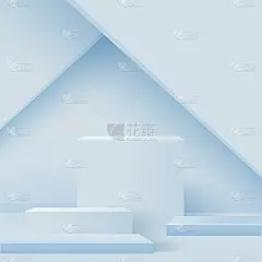 抽象背景与蓝色几何3d讲台。矢量图