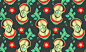 Guitar violin green free musical repeat seamless pattern #采集大赛#