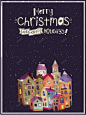 卡通夜晚村庄圣诞下雪背景矢量图 童趣 背景 背景 设计图片 免费下载 页面网页 平面电商 创意素材
