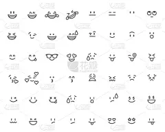 Set of emoticon. Cartoon face Vector Illustration