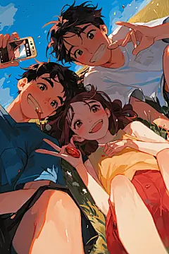 夏日聚会漫画风高清插画