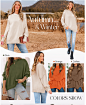 ZESICA Women's 2024 Fall Casual Long Sleeve Crew Neck Side Slit Oversized Ribbed Knit Pullover Sweater Tops,ApricotStripe,Small at Amazon Women’s Clothing store