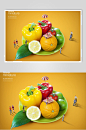 灯笼椒橙子微观世界果蔬创意海报