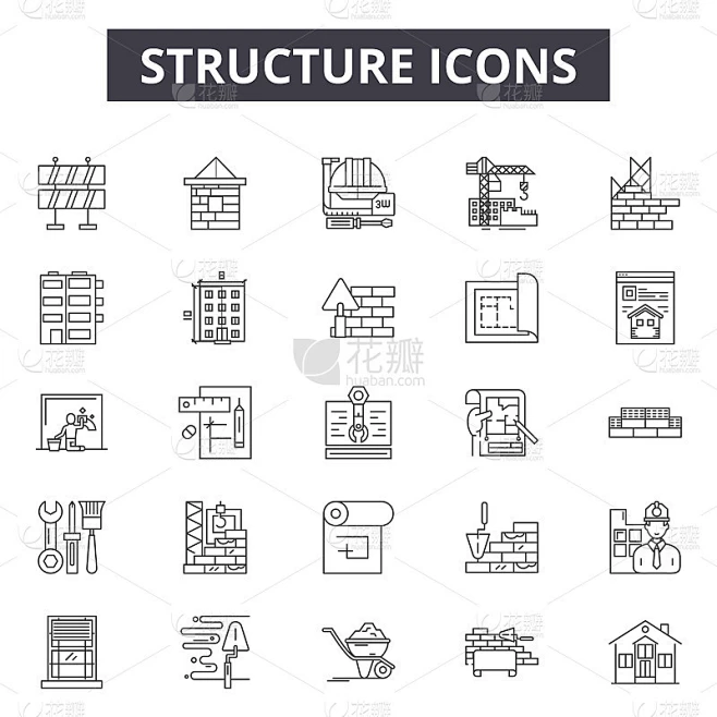 Structure line icons, signs set, vector. Structure素材-花瓣网