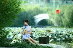 梦幻唯美花草 中国风民族 海报 最美不过青花瓷3〖唯美旗袍人物素材〗 - 军警草原狼 - 军警草原狼音画家园（壹）