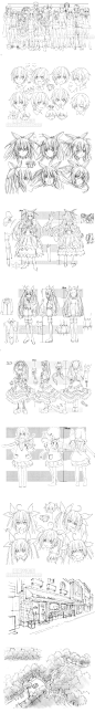 510 动漫线稿手稿 约会大作战设定线稿 人设 场景绘画临摹画集-淘宝网