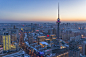 2021年大年初一航拍哈尔滨龙塔蓝调夜景摄影照片