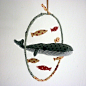 Spotty whale and fish hanging mobile baby nursery