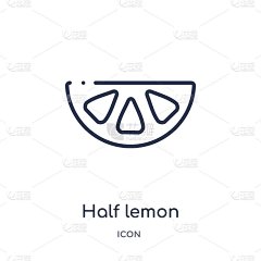 线性半柠檬图标从小酒馆和餐厅轮廓系列。细线半柠檬矢量孤立在白色的背景。半柠檬时尚插画